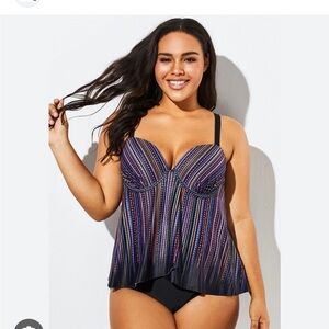 🆕 “Meet Curve” Size 3X  Black and Multicolor Tankini & bottoms